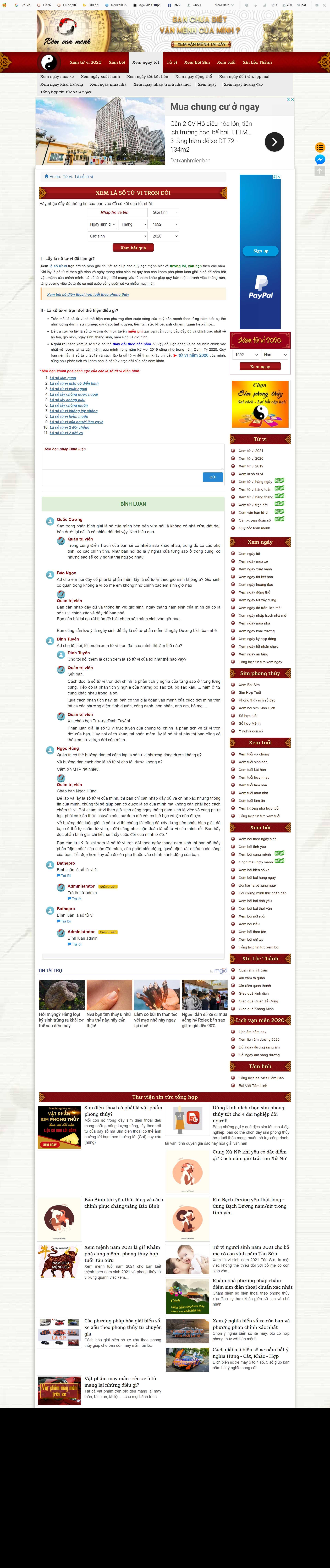Thiết kế Web xem tử vi xemvanmenh.net
